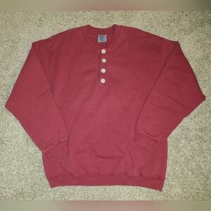 Vintage Russell High Cotton Red Crewneck Henley Pullover